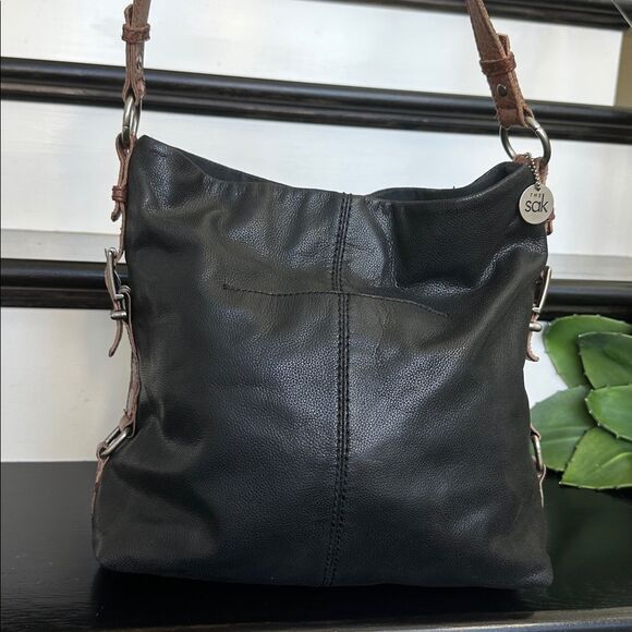 The Sak genuine leather shoulder tote purse neutral clean luxurious - Picture 5 of 10